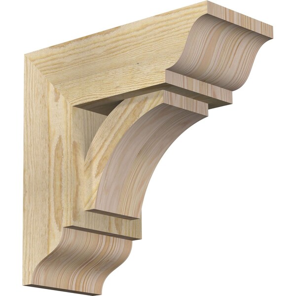 Ekena Millwork Thorton Traditional Rough Sawn Bracket w/ Offset Brace, Douglas Fir, 6"W x 14"D x 14"H BKT0604X14X14THR01RDF - main